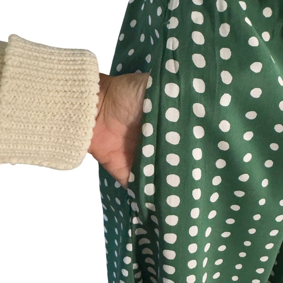 NWT Anthropologie TYLHO Green Polka Dot Sleeveless Shirt Dress Midi Waist Tie XS - Picture 5 of 9